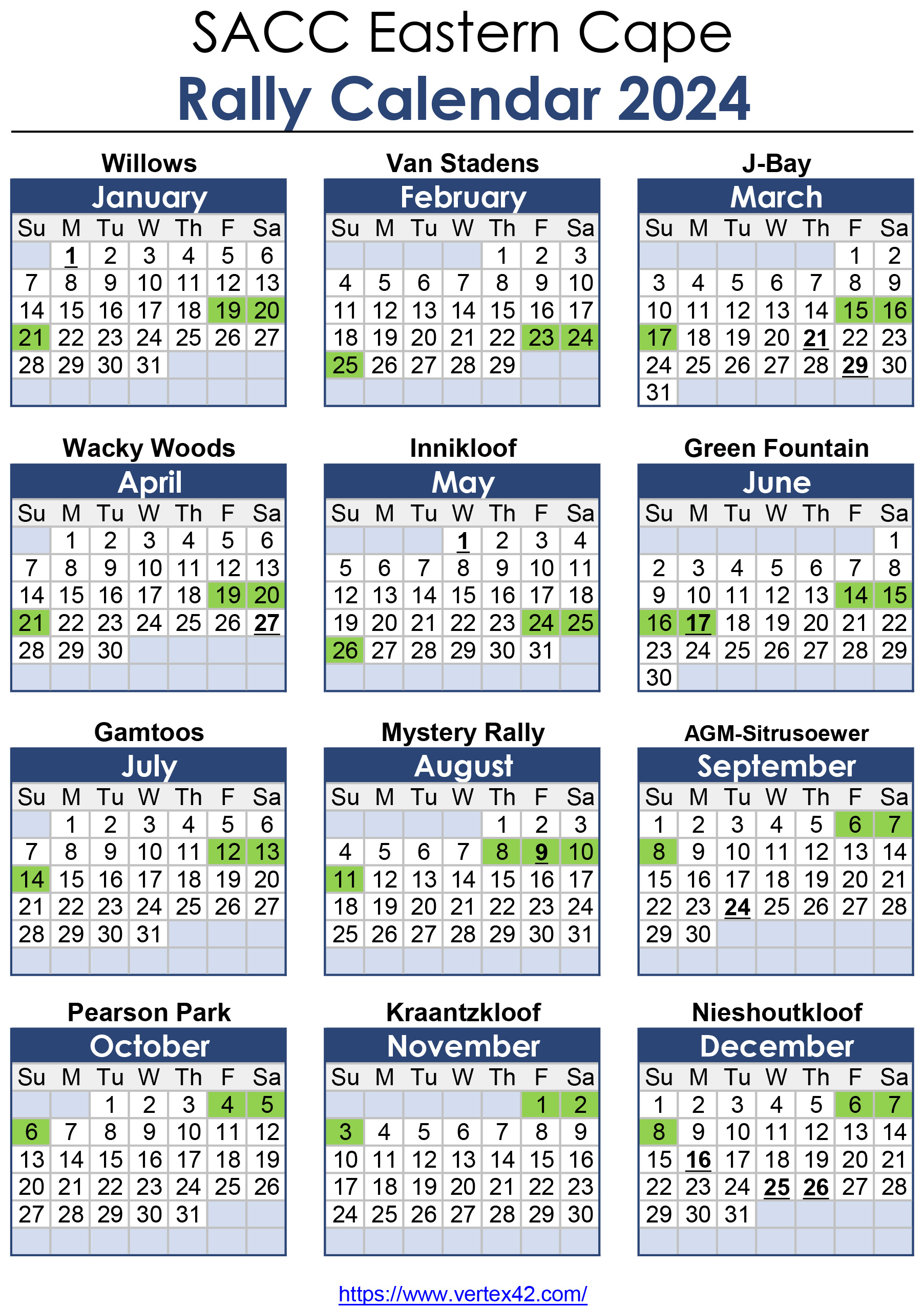 2024 Calendar for Rally